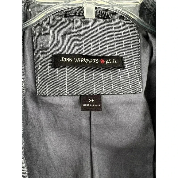 JOHN VARVATOS Cotton Blend Gray Stripe Unconstructed BLAZER Jacket Size 36 USA - Picture 4 of 15